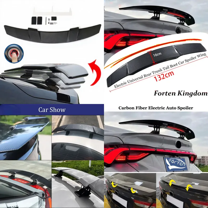 Bamboo Fiber Trunk - Carbon Fiber Spoiler Automatic Lifting Universal